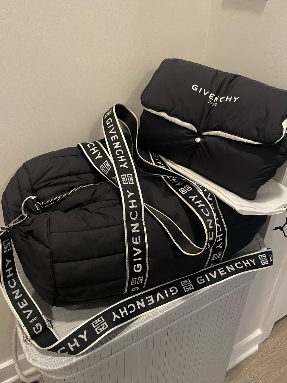 Givenchy Black Quilted Duffel With Branded Straps